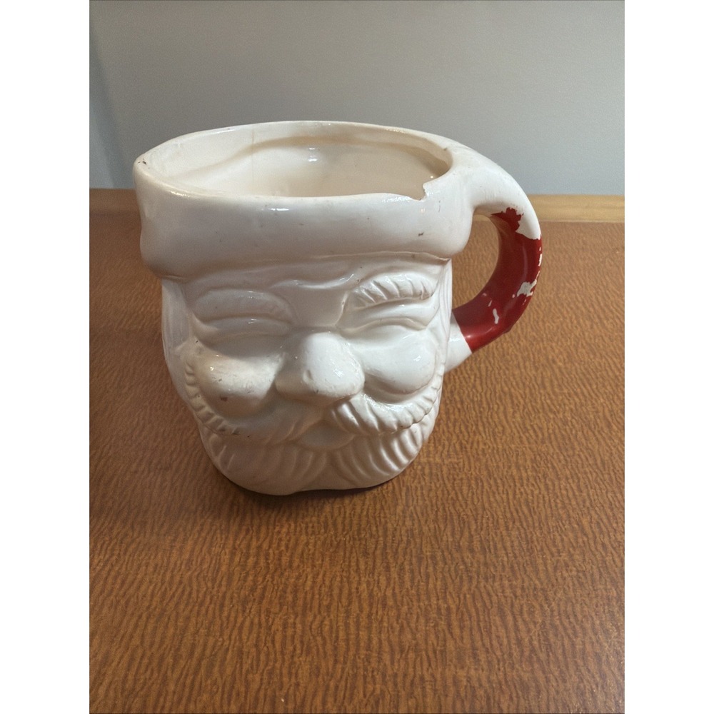 Vintage Shabby Chic Santa Mug Chippy Paint